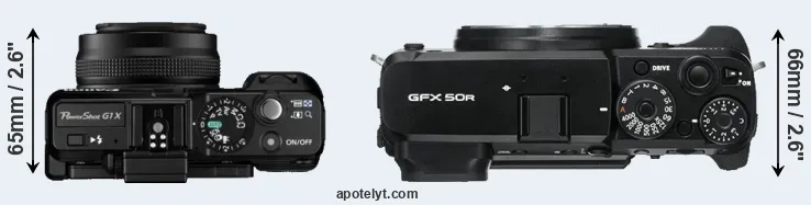 Compare G1X versus GFX 50R top