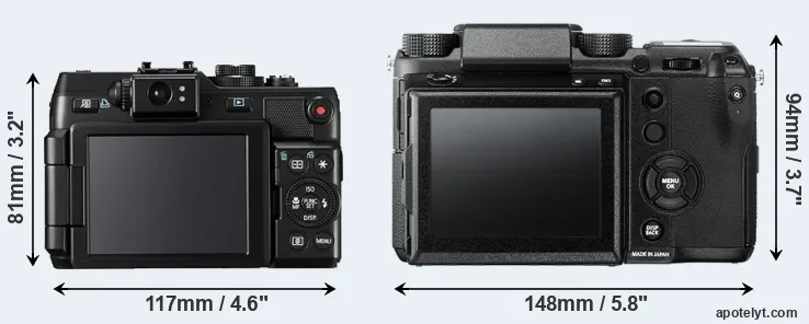 Comparison G1X or GFX 50S rear