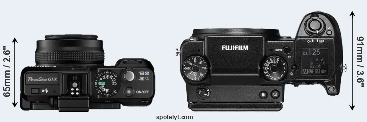 Compare G1X versus GFX 50S top
