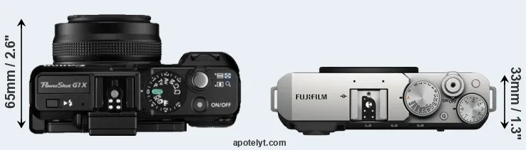 Compare G1X versus X-E4 top