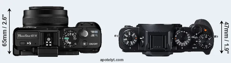 Compare G1X versus X-T1 top