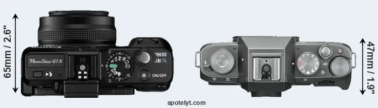 Compare G1X versus X-T100 top