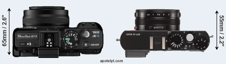 Compare G1X versus D-LUX Typ 109 top