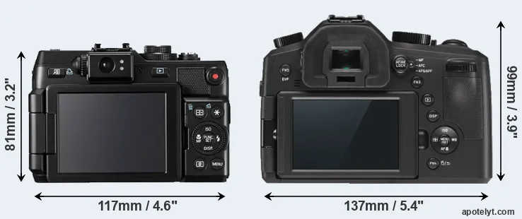 Comparison G1X or V-LUX Typ 114 rear
