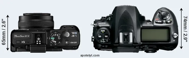Compare G1X versus D200 top