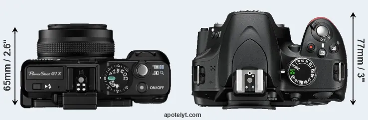 Compare G1X versus D3200 top