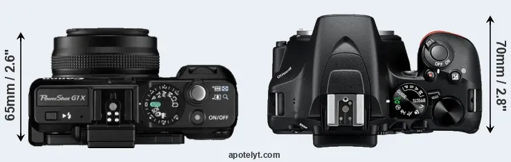 Compare G1X versus D3500 top