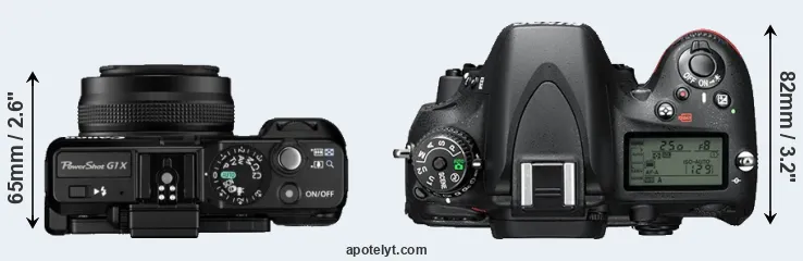 Compare G1X versus D610 top