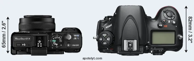 Compare G1X versus D800E top