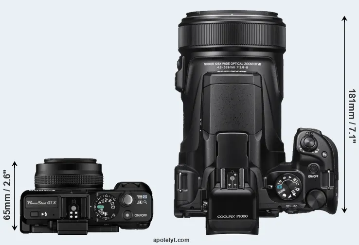Compare G1X versus P1000 top