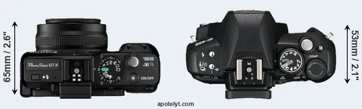 Compare G1X versus E-450 top