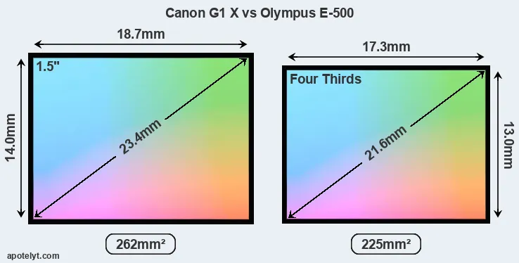 Canon G1 X and Olympus E-500 sensor measures