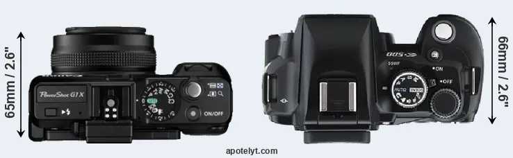 Compare G1X versus E-500 top