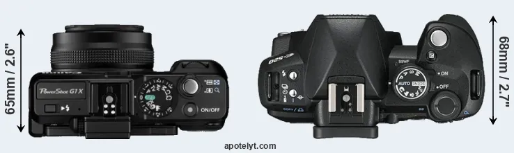 Compare G1X versus E-520 top