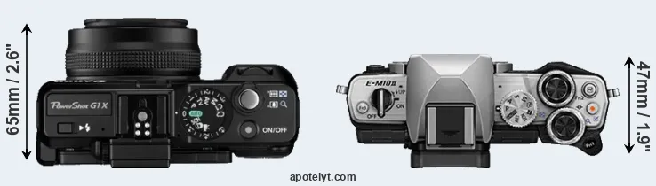 Compare G1X versus E-M10 II top