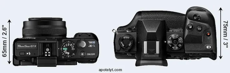 Compare G1X versus E-M1X top