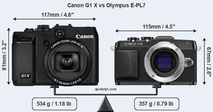 Size Canon G1 X vs Olympus E-PL7