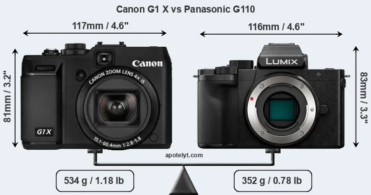 Size Canon G1 X vs Panasonic G110