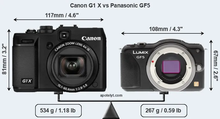 Size Canon G1 X vs Panasonic GF5