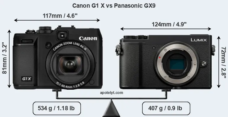 Size Canon G1 X vs Panasonic GX9