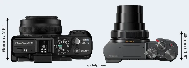 Compare G1X versus TZ200 top