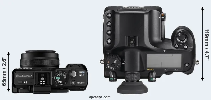 Compare G1X versus 645D top