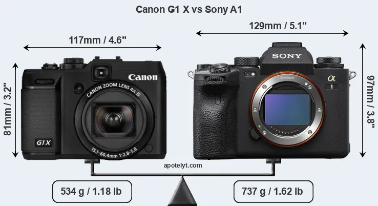 Size Canon G1 X vs Sony A1
