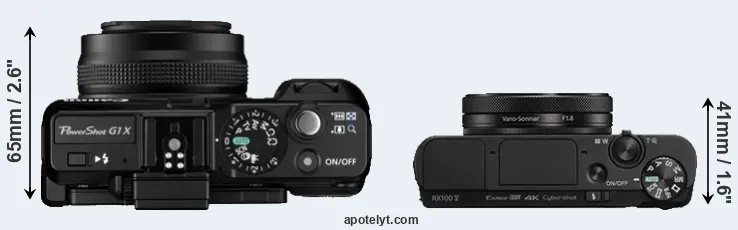 Compare G1X versus RX100 V top