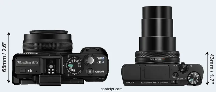 Compare G1X versus RX100 VI top