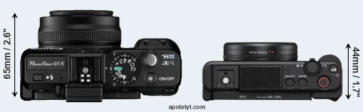 Compare G1X versus ZV-1 top
