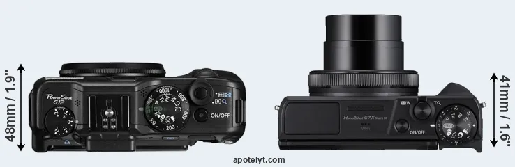 Compare G12 versus G7X Mark III top