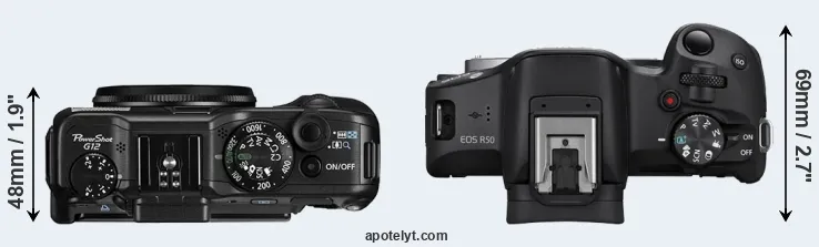 Compare G12 versus R50 top