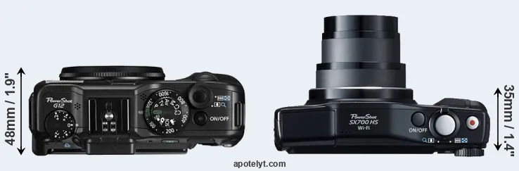 Compare G12 versus SX700 top