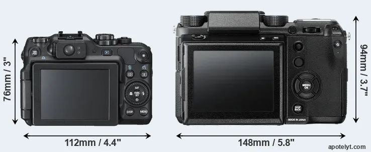 Comparison G12 or GFX 50S rear