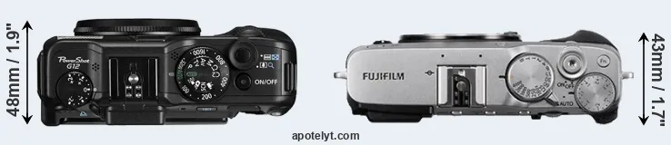 Compare G12 versus X-E3 top