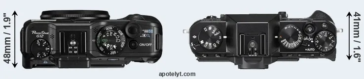 Compare G12 versus X-T20 top