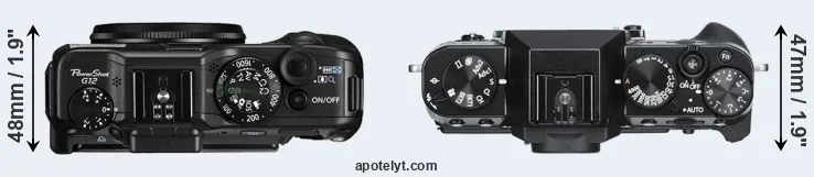 Compare G12 versus X-T30 top