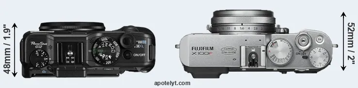 Compare G12 versus X100F top