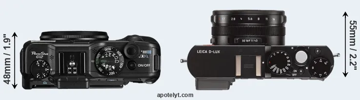 Compare G12 versus D-LUX Typ 109 top
