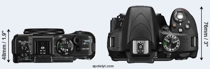 Compare G12 versus D3300 top
