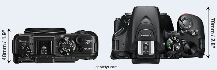 Compare G12 versus D5600 top