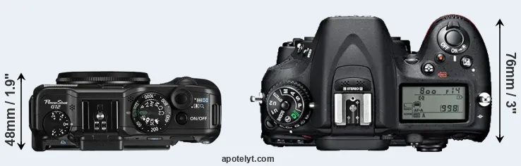 Compare G12 versus D7100 top