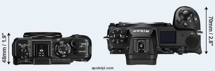 Compare G12 versus Z6 II top