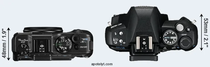 Compare G12 versus E-420 top