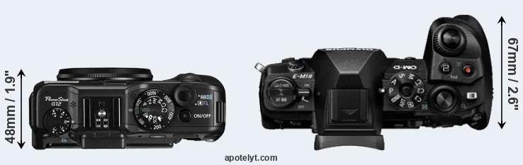 Compare G12 versus E-M1 II top