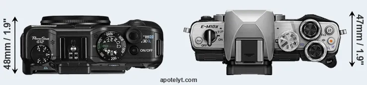 Compare G12 versus E-M10 II top