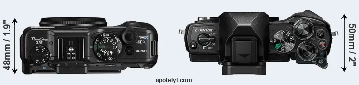 Compare G12 versus E-M10 III top