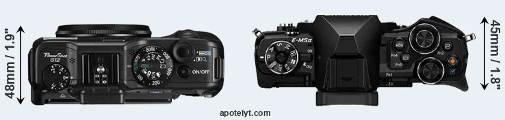 Compare G12 versus E-M5 II top