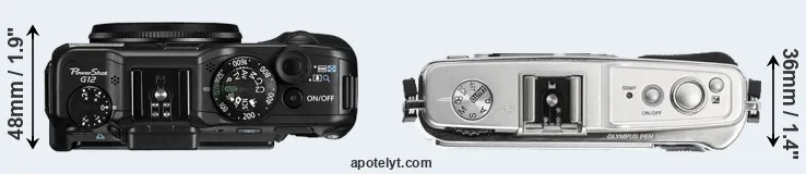 Compare G12 versus E-P1 top