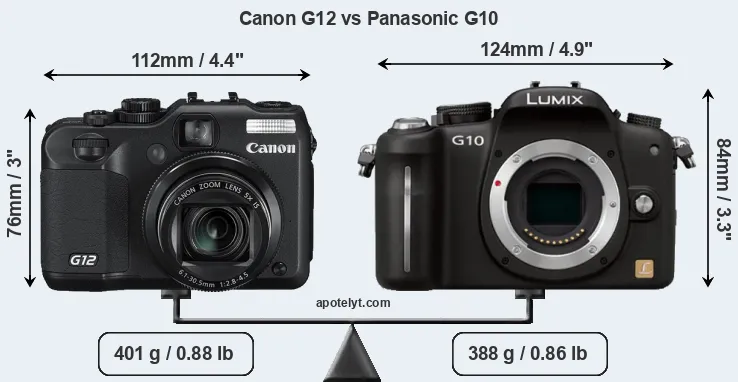 Size Canon G12 vs Panasonic G10